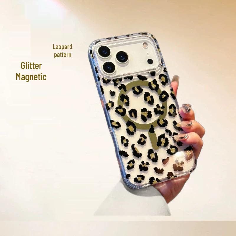 Compatible with Apple 17Promax: Drop-proof Black & Gold Leopard Print Phone Case iPhone 17 прозрачный