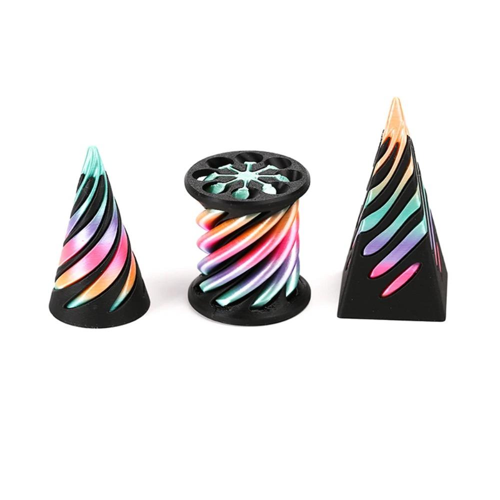 3D Printed Spiral Cone Fidgeting Toy Rotating Animal Pyramid Passthrough Sculpture Antistress Anxiety Relieving Game Adults Toys
