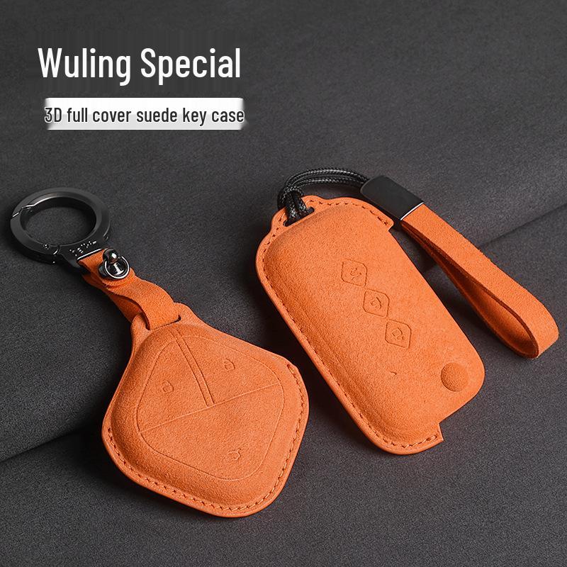 Wuling Hongguang MiniEV Schlüsselhülle für Bingo, Hongguang S/S3, Jiachen, Xingchi, Macaron Orange 3D