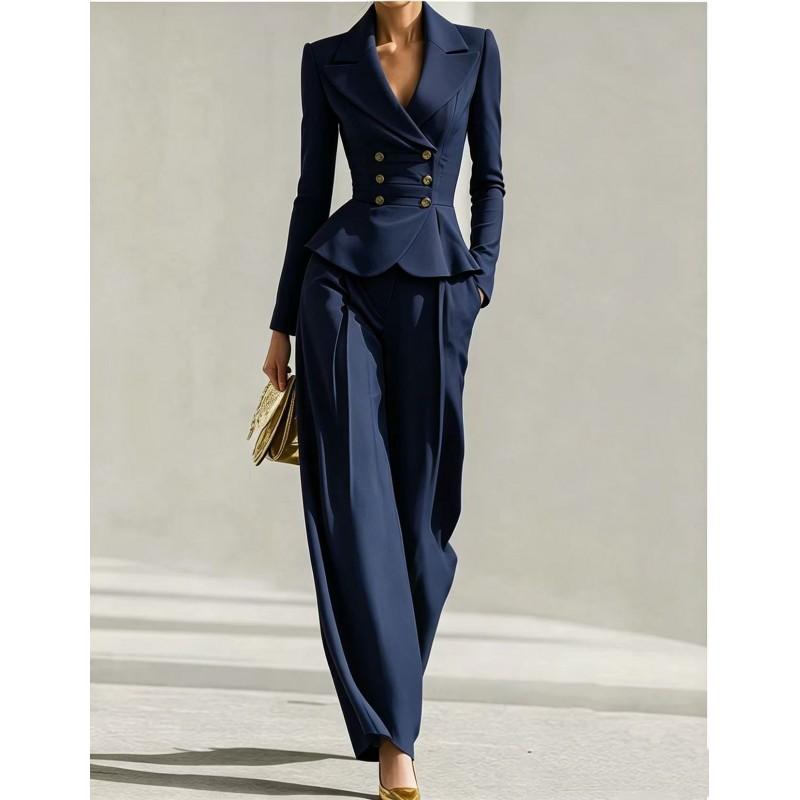 Womens 2026 Elegant Tailored Blazer Wide-Leg