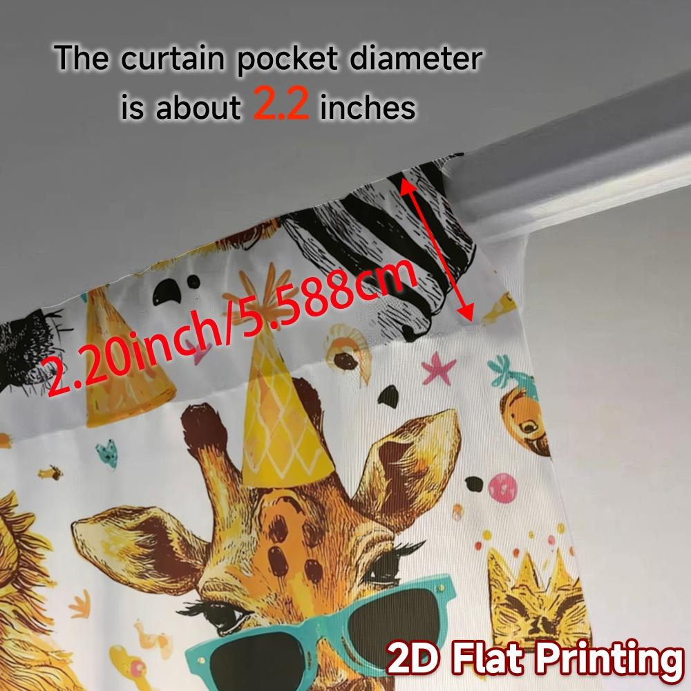 2pcs   2D FLAT PRINTING Curtains (Without Rod) Safari Party(1) Chic Curtain Cloth Versatile Fabric Curtains Holiday Use for