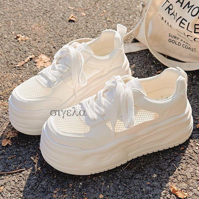 Summer New Mesh Thick-soled Women's Versatile Ins Wind Board Shoes Breathable and Lightweight Casual Shoes