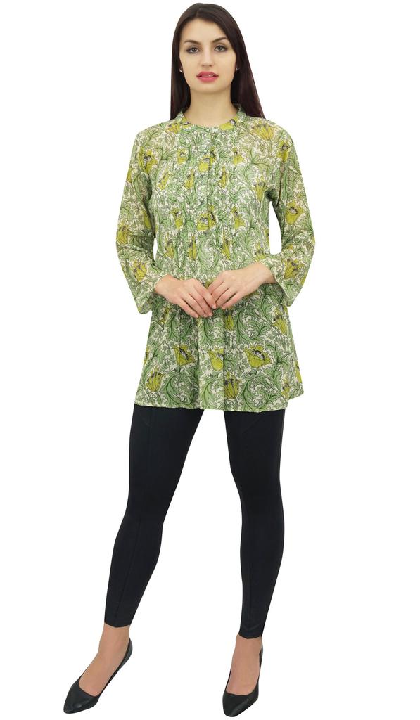 Phagun Women's Purple Floral Digital Printed Georgette Casual Tunic Top