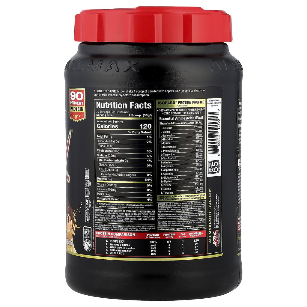 Isoflex, Pure Whey Protein Isolate, Chocolate Peanut Butter, 907G (2Lbs)