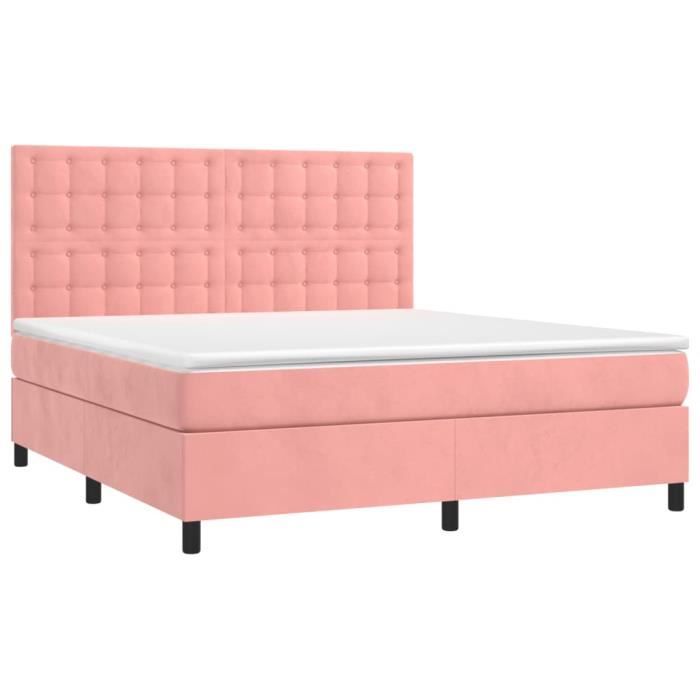 3143276 vidaXL Lit à sommier tapissier avec matelas Rose 160x200 cm Velours