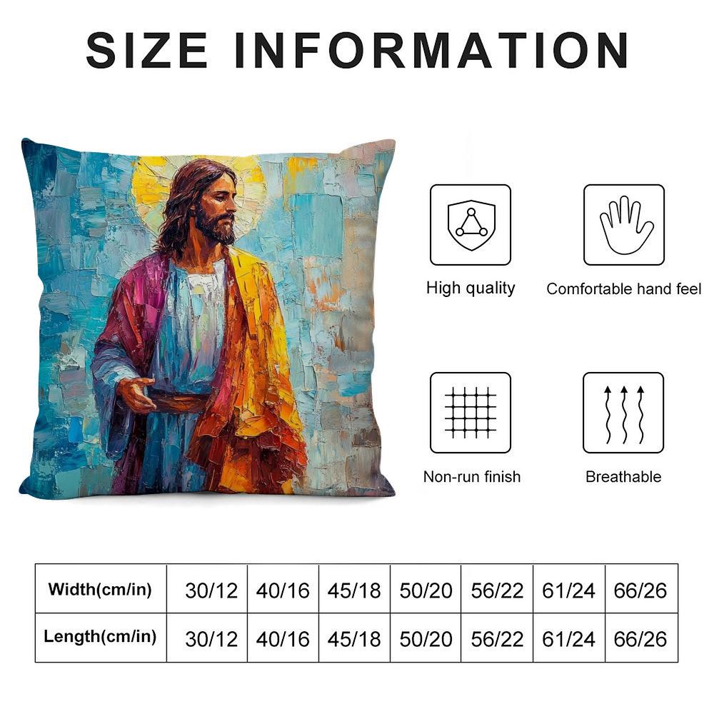 Jesus Kissenbezug Weicher Plüsch Überwurf Kissenbezug | Zweiseitig Bedruckter Kissenbezug | Sofa & Wohnkultur