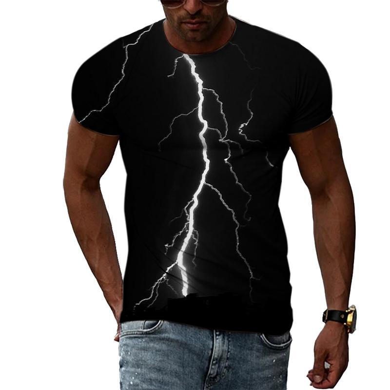 Nowa moda 3D fajna błyskawica męska koszulka letnia dorywczo ciekawy wzór t-shirty z nadrukiem osobowość Trend koszulka Harajuku