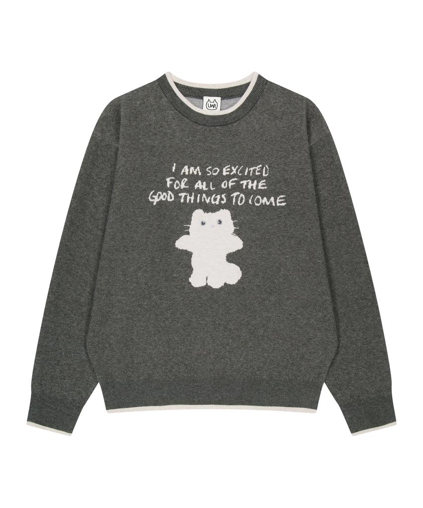 LMR Shangnongi Character Jacquard Crew Knit Charcoal