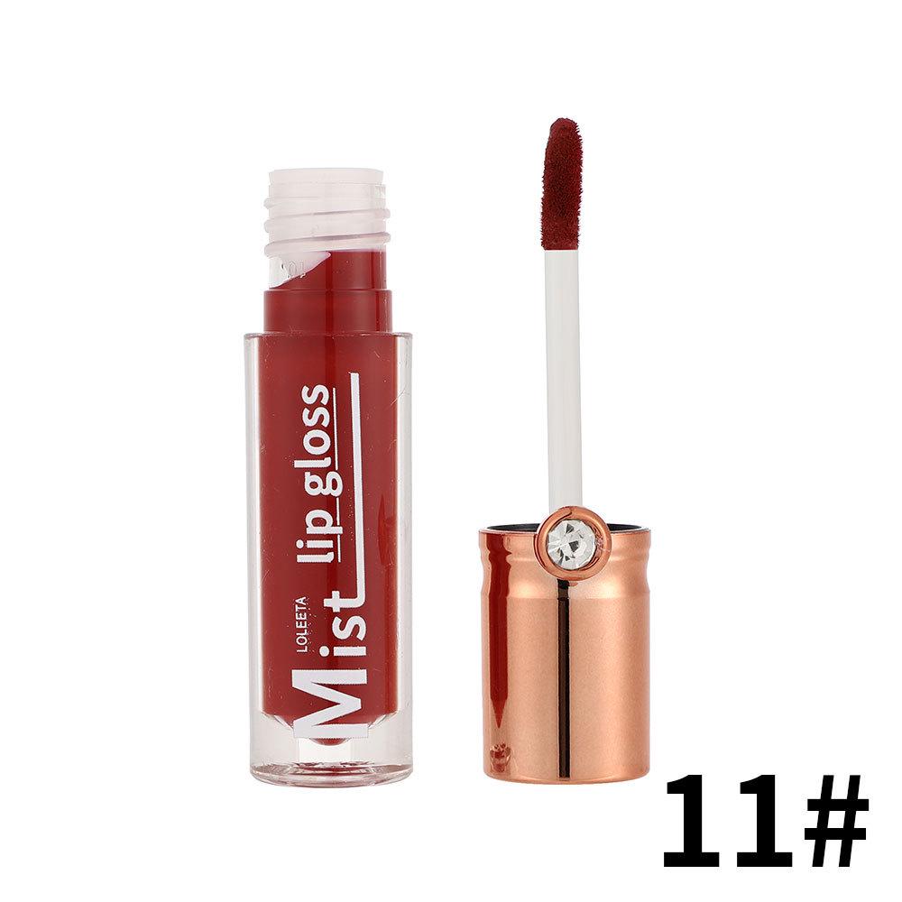 LOLEETA Cosmetics 12-Color Waterproof Matte Lip Gloss - Long-lasting, Non-stick, Soft Mist Diamond Texture 6ml