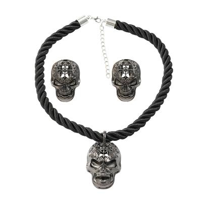 Punk Skull Necklace Earrings Gothic Pendant Hip Hop Jewelry for Women Party Gifts