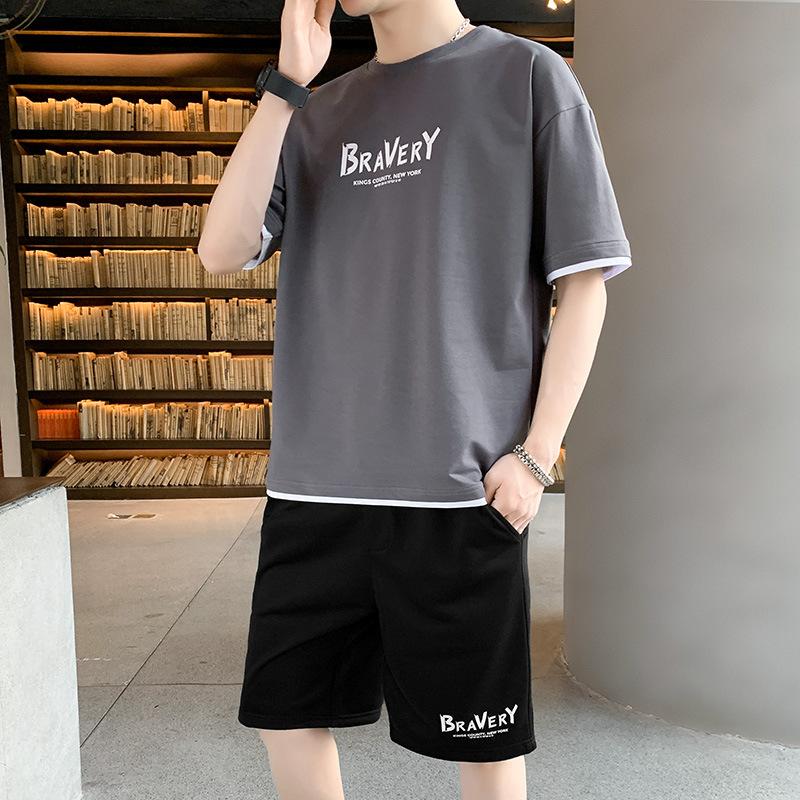Summer Men's Casual Sports Set Short Sleeved Shorts Set