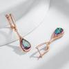 Trendy Water Drop Colorful Natural Zircon Long Drop Earrings For Women  Rose Gold Color Unusual Daily Fine Jewelry Gift