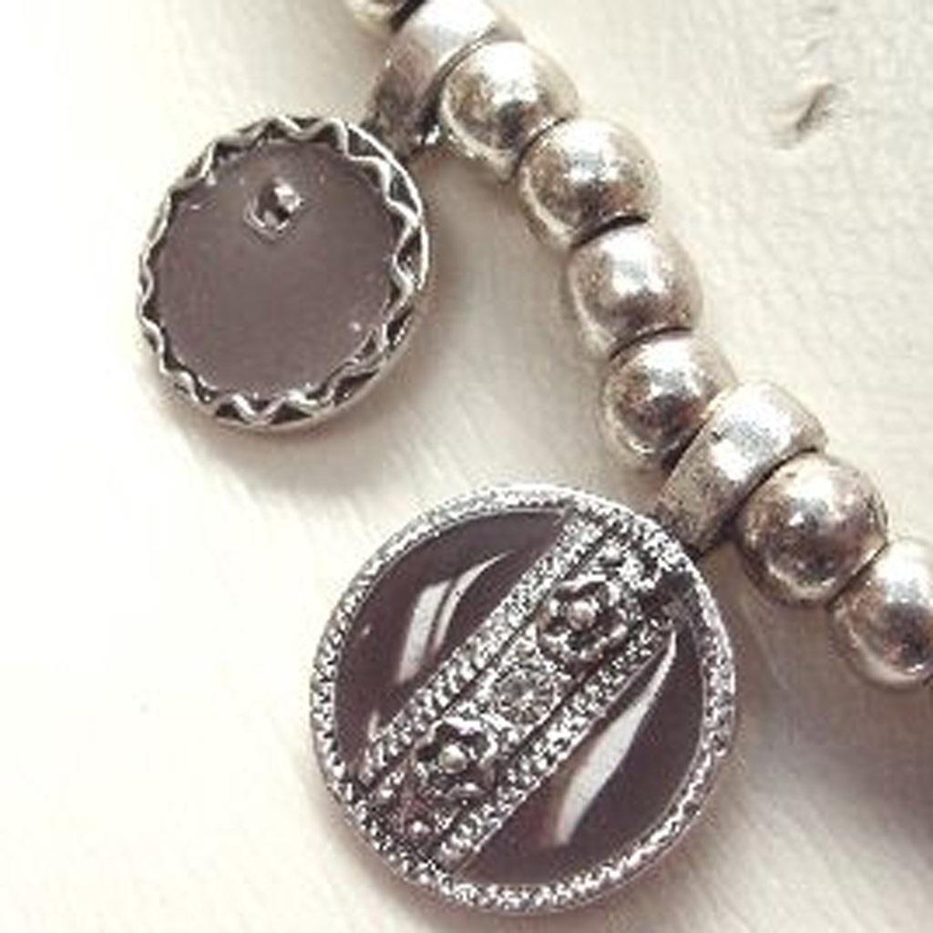 Les Trésors De Lily [C5340] - Colier de designer „Esmeralda” gri-negru