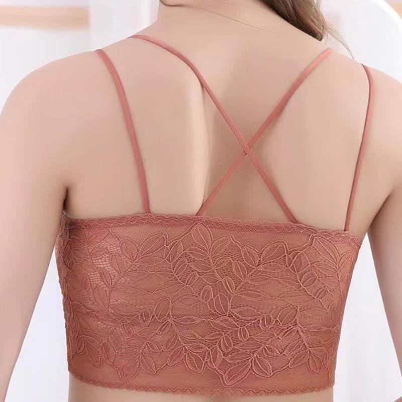 Ladies Beautiful Back Sexy Lace Sling Wrap Chest Vest No Steel Ring One-Piece Bottoming Large Size Elastic Breathable All-match Bra