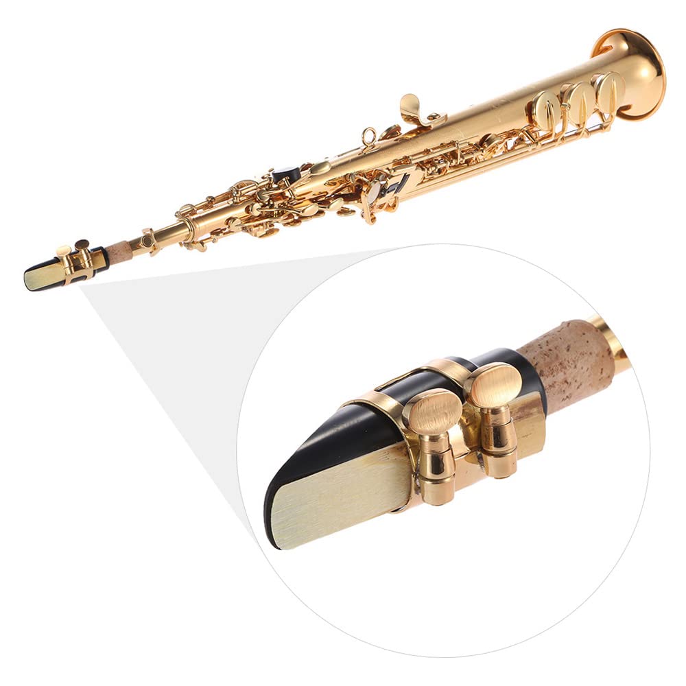 Btuty Messing Gerades Sopransaxophon Bb B-Dur Holzblasinstrument mit Naturmuscheltastenbogen Tragen Reinigung und Reinigungsstab Muster, Koffer,