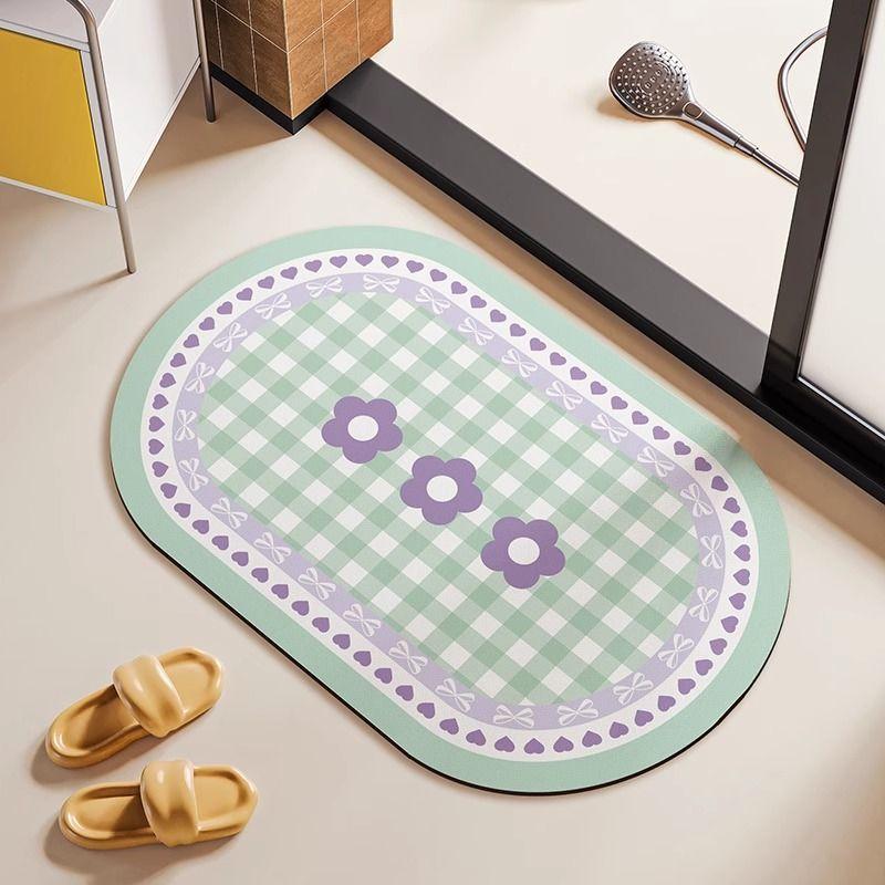Bathroom floor mat, anti slip and anti fall bathroom toilet, diatomaceous earth absorbent foot mat, household bathroom carpet