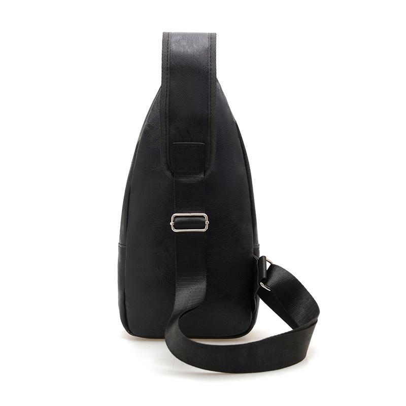 Simple and Fashionable Casual Solid Color PU Multifunctional USB Charging Zipper Man's Chest Bag Crossbody Bag for Commuting