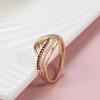 Black Natural Zircon Ring For Women Fashion Geometry  Rose Gold Color Vintage Crystal Ring Gift Daily Fine Jewelry