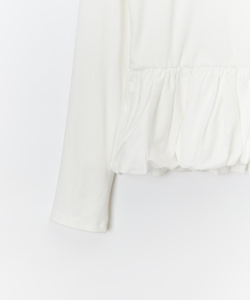 JBYRARA Layered Balloon Shirred T-Shirt_White