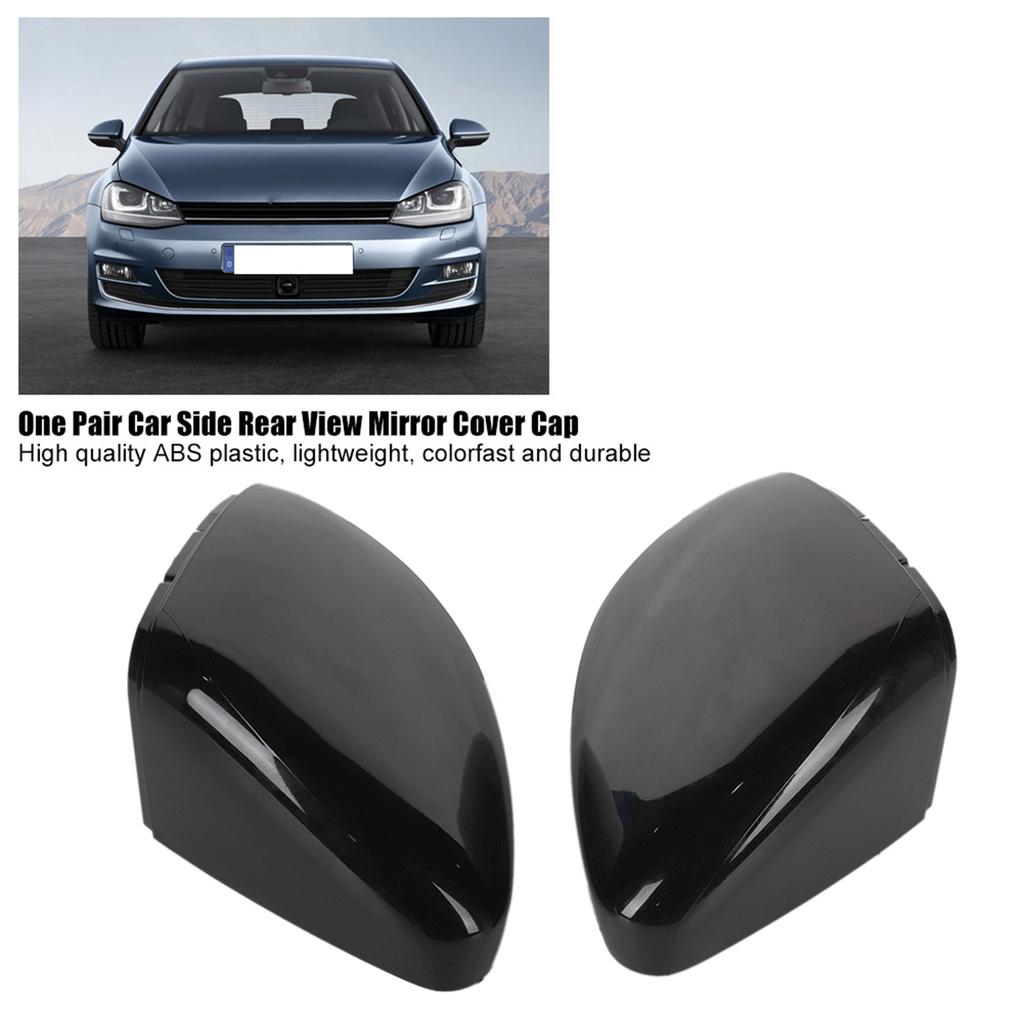 Rear View Mirror Cover Rearview Mirror 1 Pair ABS Plastic Bright Black for 7 MK7 MK7.5 R GTD VII 2013-2018 with Scratch