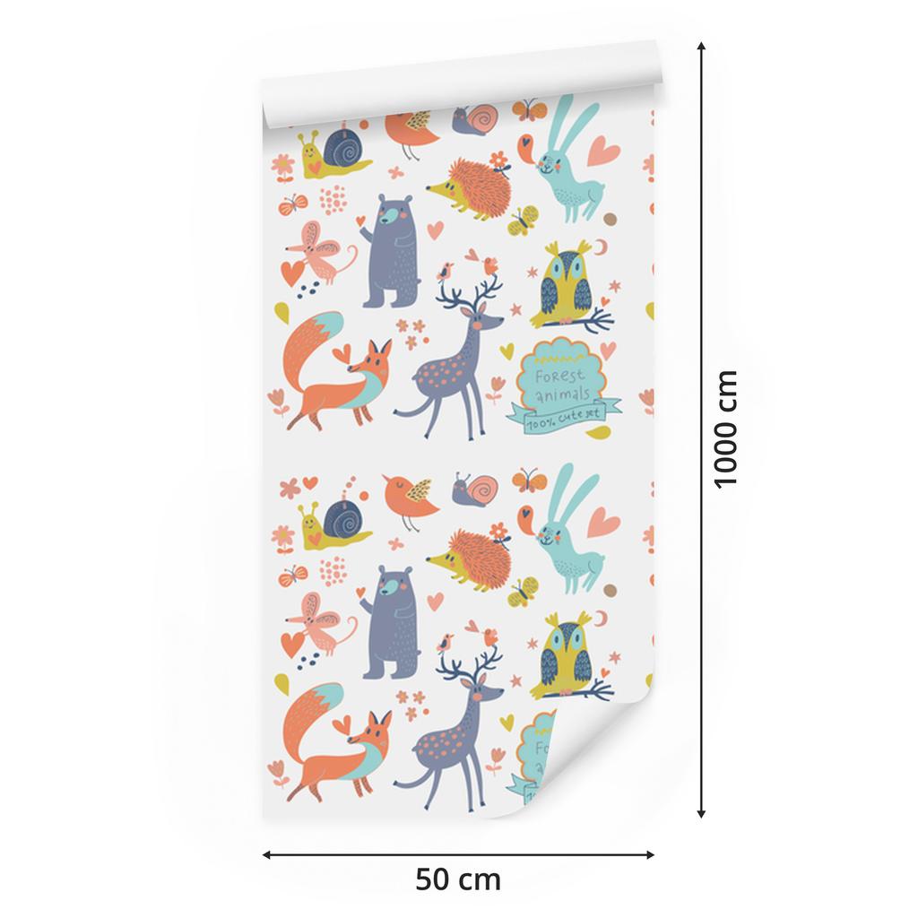 Cute Forest Animals Wallpaper for Living Room and Bedroom 50x1000