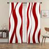 2PC Red & White Wavy Stripe Curtains - Modern Abstract 3D Print Window Drapes for Living Room Bedroom Decor