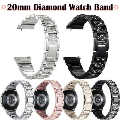 20mm Diamant-Uhrenarmband für Samsung Galaxy Watch 6 5 4 Luxuriöses Bling Schnellwechsel-Armband für Huawei Watch GT 4/3/2 Armband
