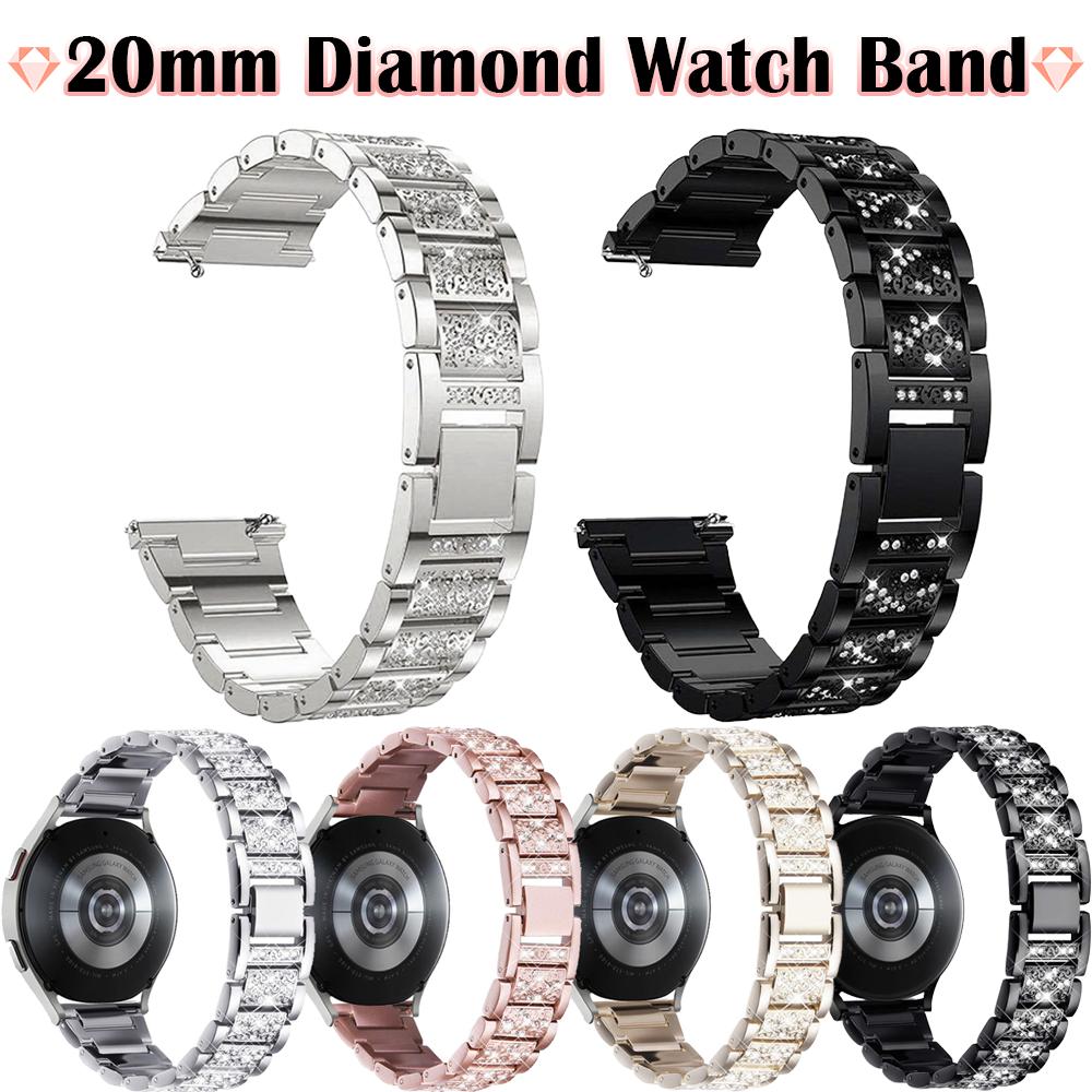 20mm Diamond Watch Band For Samsung Galaxy Watch 6 5 4 Luxury Bling Quick Release Watch Strap for Huawei Watch GT 4/3/2 Bracelet