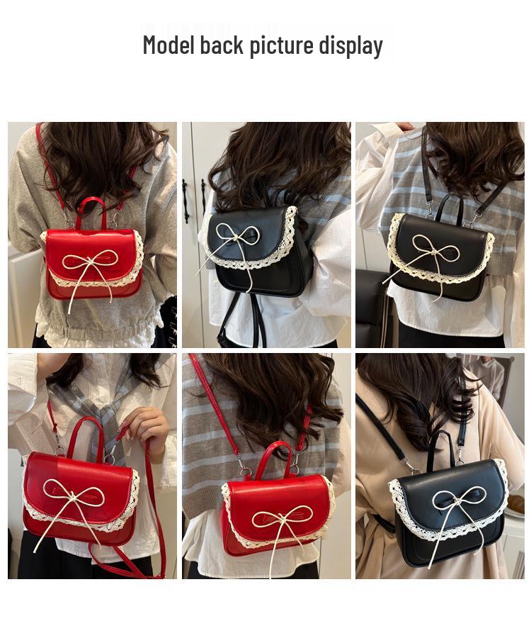 Modny damski plecak na jedno ramię z koronką i kokardą na lato 2025