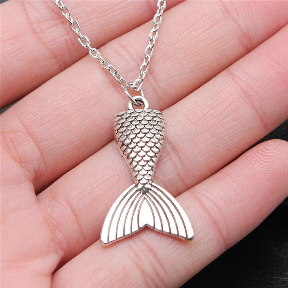 Mermaid Dolphin Ocean Life Pendant Antique Bronze Metal Men Collar Necklace Fashion Gift