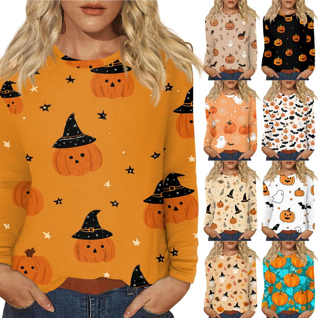 Women's Daily Casual Long-sleeved Printed O-neck Top