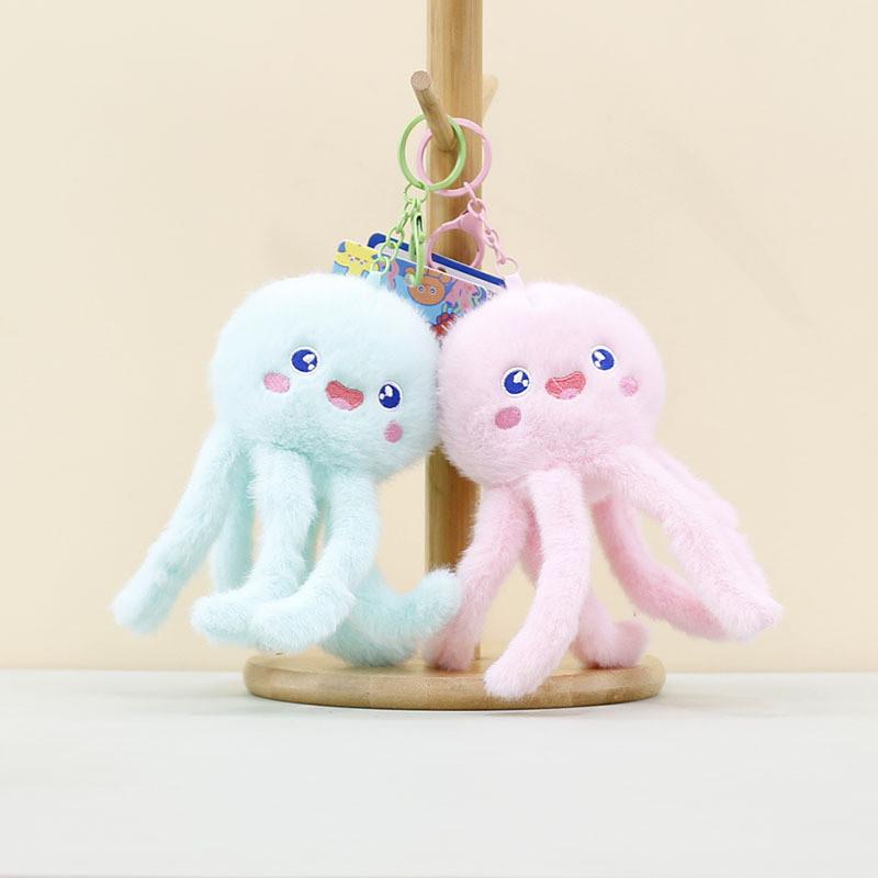Cute Marine Animal Plush Jellyfish Hanging Pendant Soft Octopus Keyring Toy