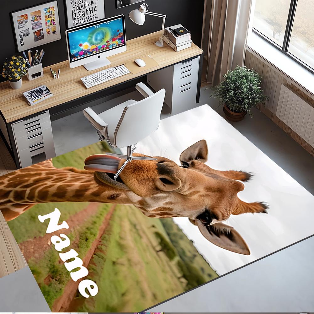 Custom Name Giraffe Printed Carpet,Rug for Office Chair Living Room Bedroom Kitchen Room Decor Gifts.