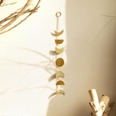 Sun Moon Metal Chain Pendant Stylish Minimalist Home Living Room Wall Decor Elegant Gold-Tone Celestial Wall Hanging Ornament