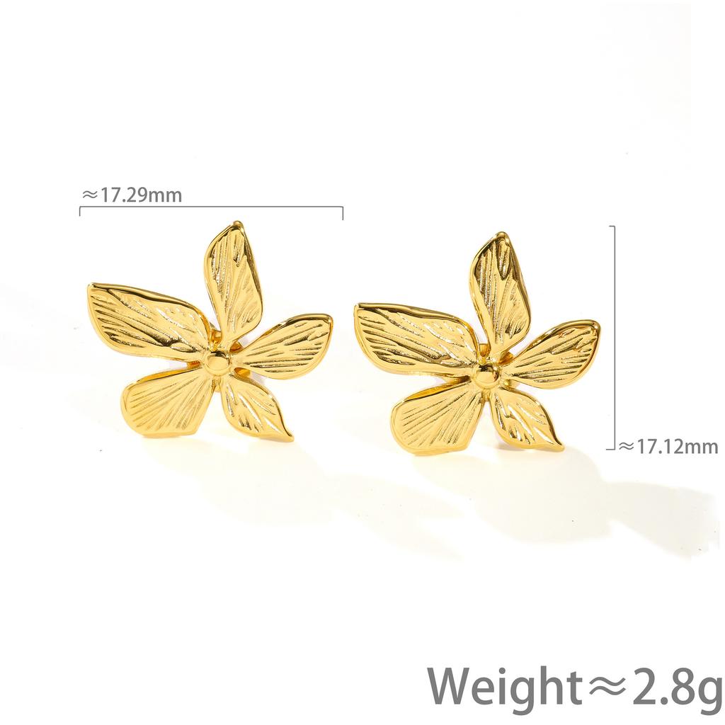 Wind Niche Design Three-dimensional Petal Retro Earrings, Temperament 18k Gold Earrings Annual Gift