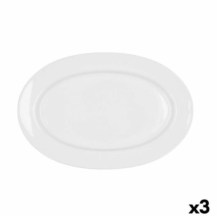 Plat À Gratin Bidasoa Glacial Céramique Blanc (32 X 22 Cm) (Pack 3x)
