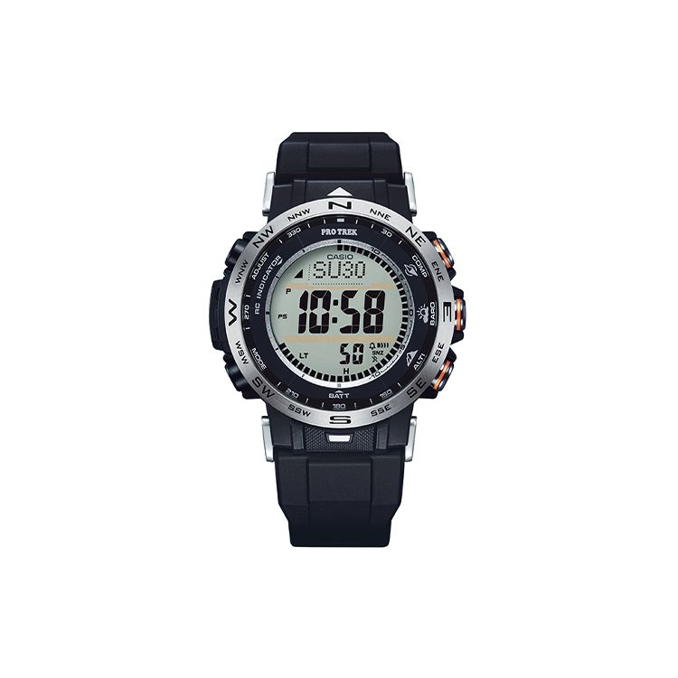 Casio Pro Trek Series Digital Display Outdoor Climbing Solar Powered Smart Watch Men watches Gray PRW-30-1AJF Black Dial