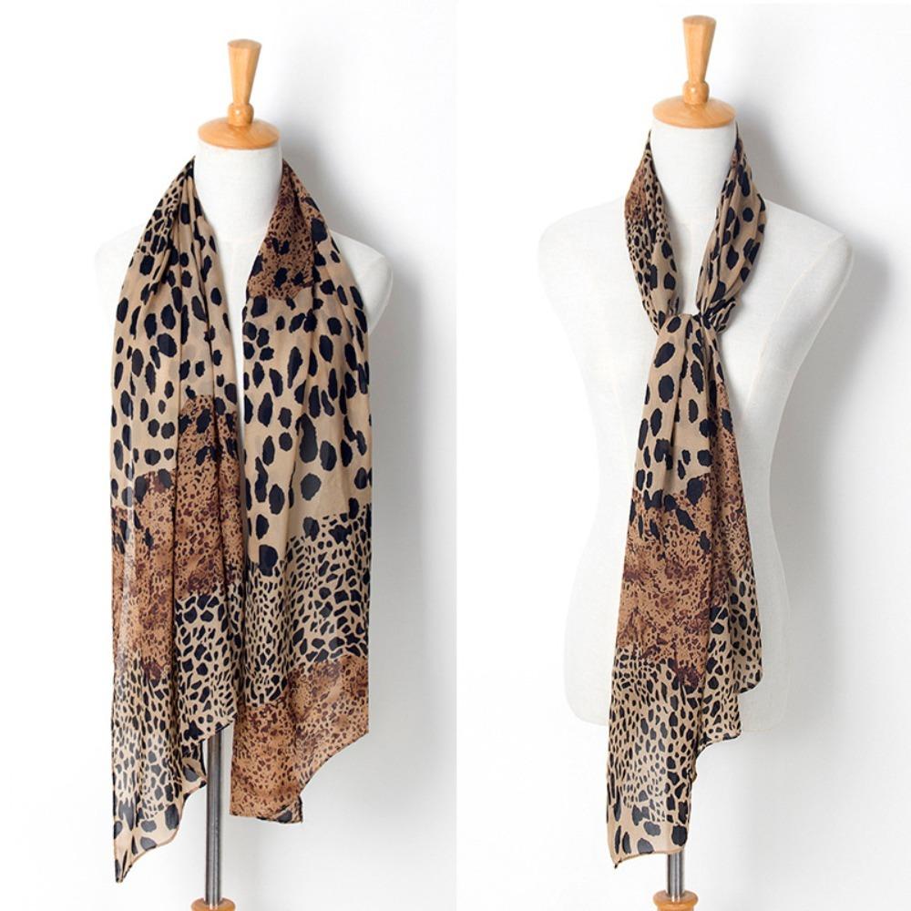 

Leopard Print Chiffon Scarf Soft Chiffon Shawl Scarf Fashion Shawl Silk Scarf Women C