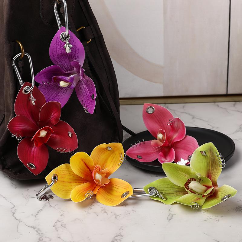 Orchidee Simulationsblume Schlüsselanhänger Kreativer Handgefertigter Blumenanhänger Rucksack Dekorationszubehör Geschenke