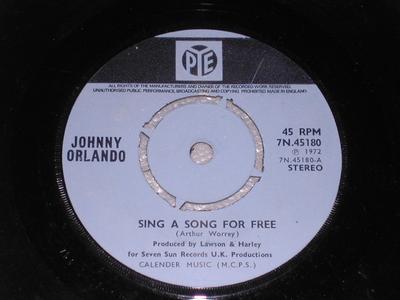 7-Zoll-Schallplatte JOHNNY ORLANDO - Sing A Song For Free 7N45180 Pye Records 1972 UK Pop Gebraucht