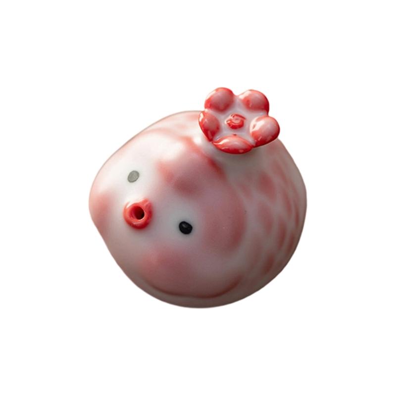 

Blowing Pottery Tisane Companion Fish Figurine In Pink Home Office Decors 1