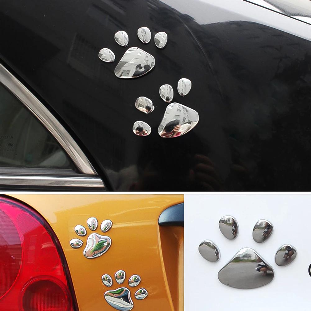 2Pcs/Set Car Stickers and Decals Paw 3D Animal Dog Cat Bear Foot Prints Footprint Decal Car Sticker Silver Red Black Golden