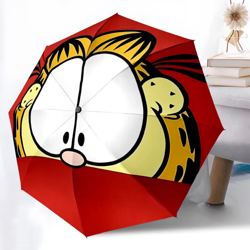 1pc Garfield Cat Automatic Open/Close Umbrella Folding Umbrella, Portable Compact Travel Umbrella, Gift for Men & Women y03