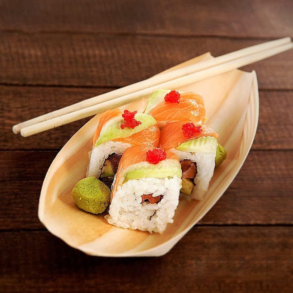 50PCS Boat-shape Tray Sushi Plate Japanese Dish Salad Dessert Bowl  Party Supplies