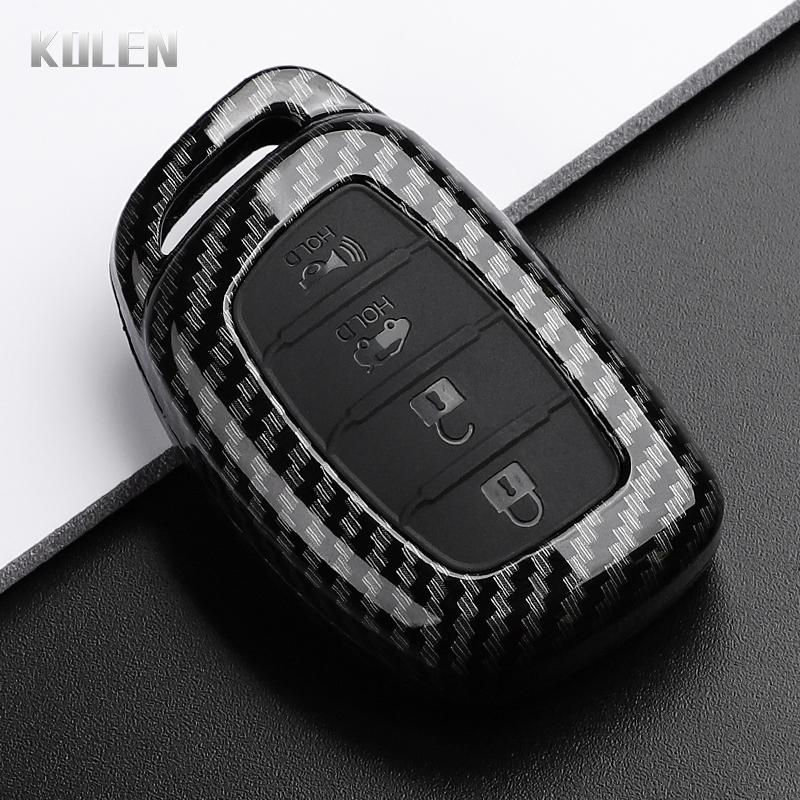 Abs Carbon Fiber Style Car Key Case Cover For Hyundai Ix35 I40 I20 I10 Tucson Elantra Creta Sonata Ioniq Accent Creata Keychain