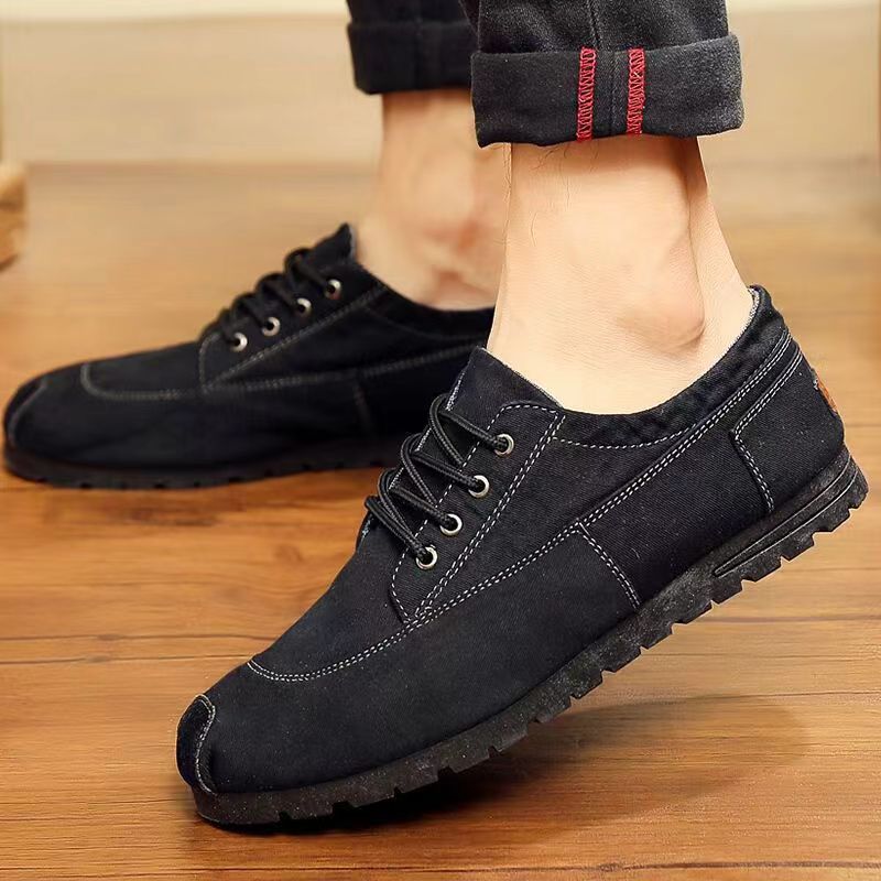 Spring and Summer Thin Fabric Shoes Breathable Men's Shoes Casual Canvas Lace Up Flat Bottom Comfortable Men's Shoes for Young People