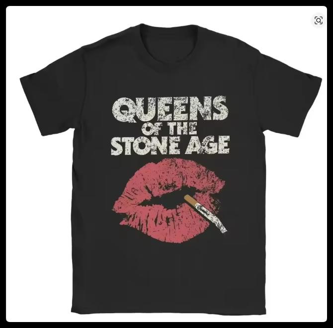 American Street Smoking Cat Unisex TShirt Queens of The Stone Age Retro Printed Tshirt Unisexs Womens Short Sleeve Crew Neck Tee