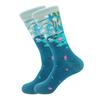 1 pair of European and American trendy socks with personalized street fashion oil painting series socks