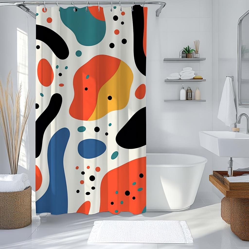 1pc Vibrant Geometric Shower Curtain, Reversible Polyester, Colorful Abstract Design,  Perfect for Modern Bathroom Decor W90xH180cm