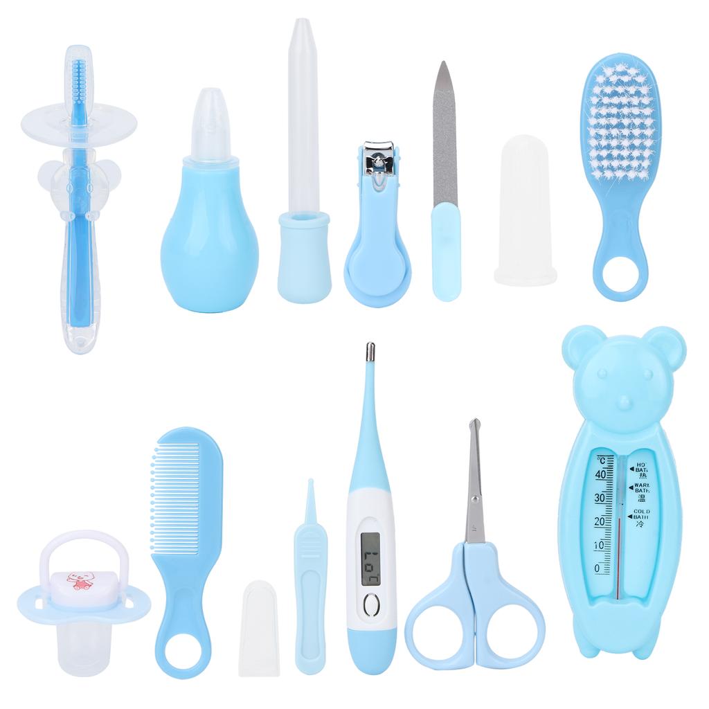 13pcs Baby Health Care Grooming Kit Nail Clipper Thermometer Toothbrush Nasal Aspirator Set